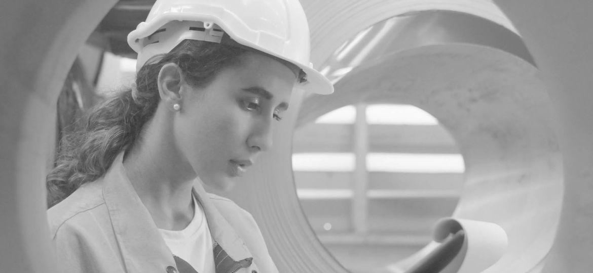 Female engineer in professional industrial factory